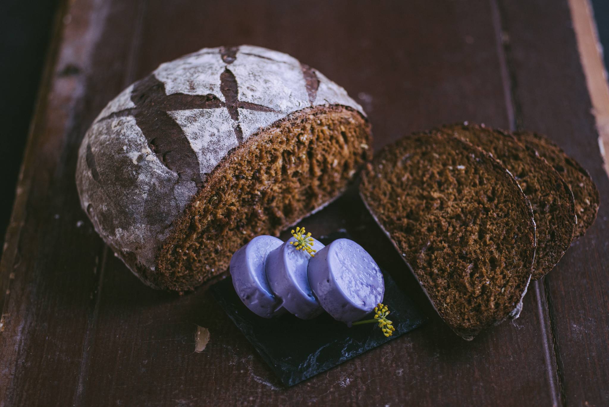 Rye Bread with Red Cabbage Butter